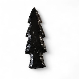 Hand Knapped Black Obsidian Arrowhead: Chakra Healing, Meditation