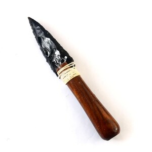 Handmade Black Obsidian Arrowhead Knife: Witchy Altar Decor, Healing ...