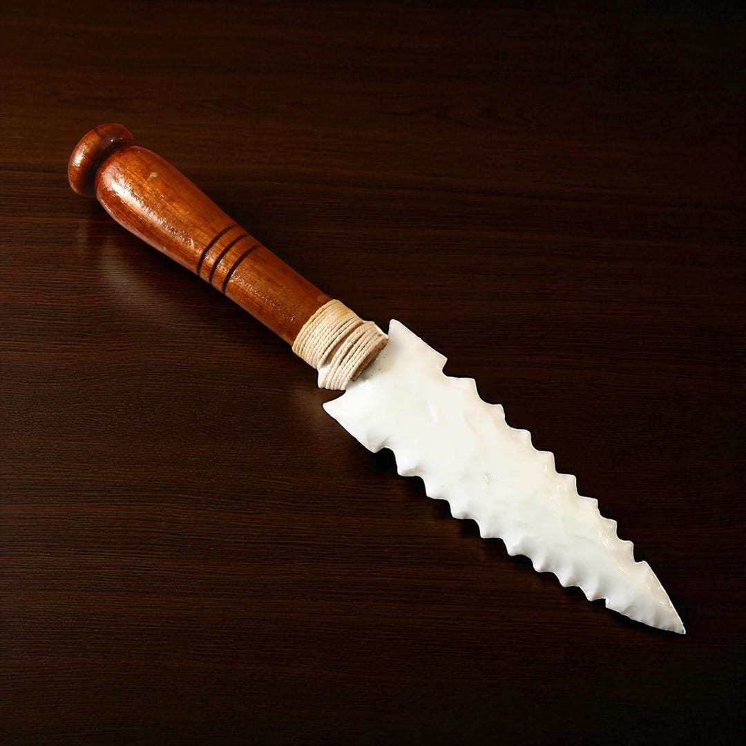 White Agate Arrowhead Knife: Handcrafted Crystal Athame, Ritual Tool - Etsy