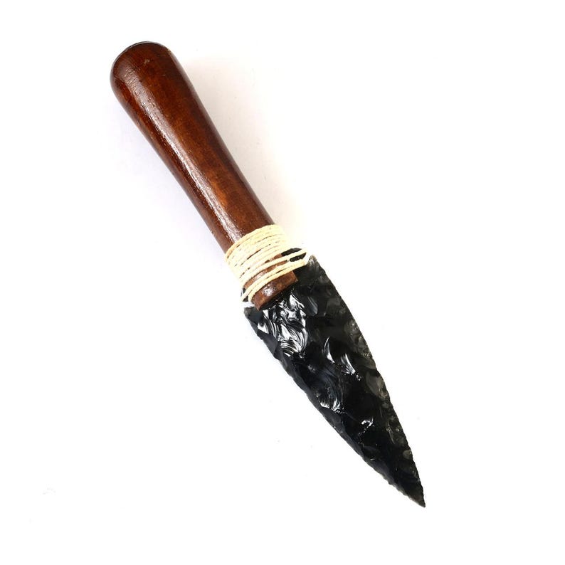 Handmade Black Obsidian Arrowhead Knife: Witchy Altar Decor, Healing ...