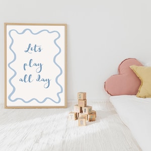 Playroom Wall Art: &#39;Lets Play All Day&#39; Kids Room Decor (Digital Download)