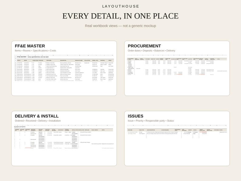 Interior Design FF&E Bundle | Canva Specification Template + Excel ...