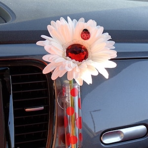 Red Bling Daisy with suction vase