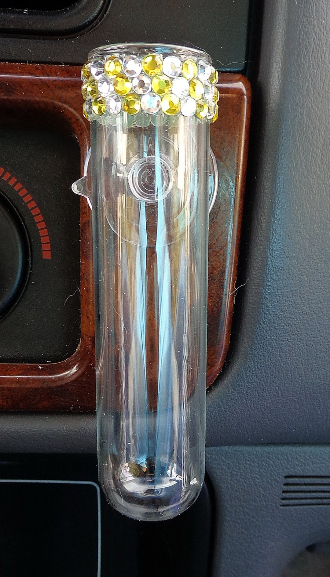 VW Beetle Flower Vase for the Classic Beetle Diamond and Yellow Bling