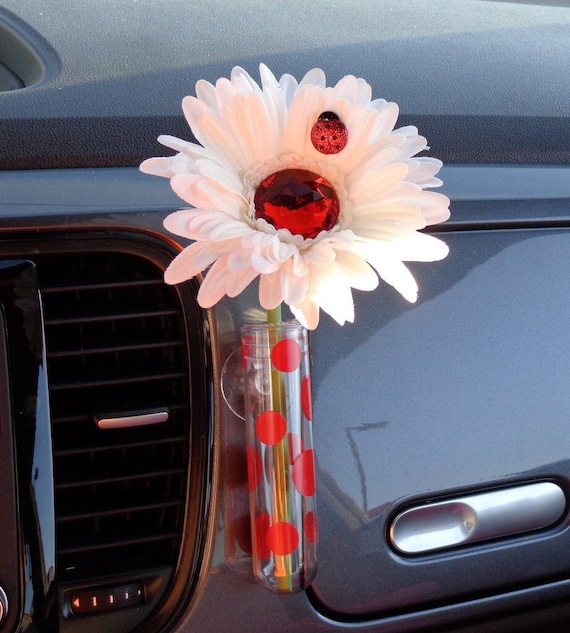 Red Bling Daisy With Suction Vase - Etsy UK