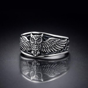 Sterling Silber Eule Ring • Keltische Weisheits-Symbol Band • Unisex Schmuck