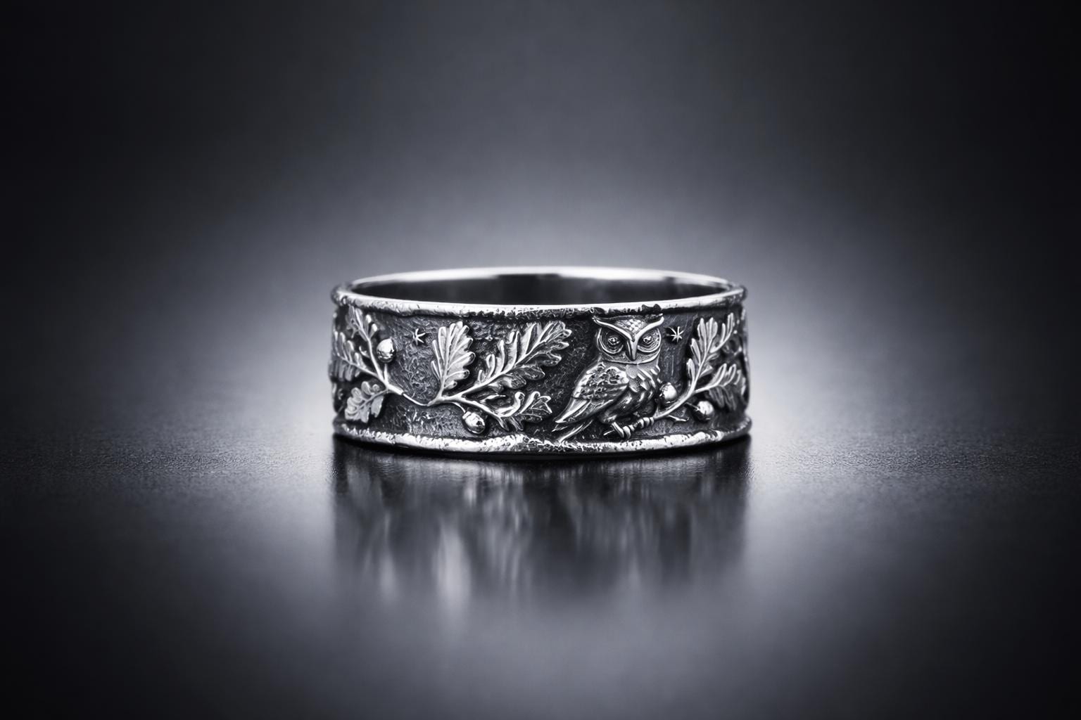 Silver Owl Ring • Nature Inspired • Handmade Jewelry