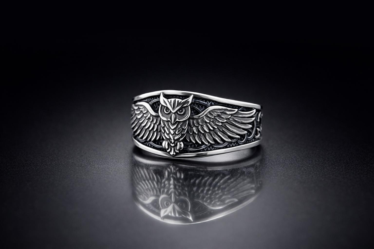 Sterling Silver Owl Ring &bull; Celtic Wisdom Symbol Band &bull; Unisex Nature-Inspired Jewelry