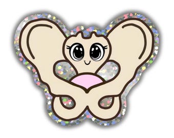 Pelly the Pelvis Glitter Sticker: Pelvic Health, Pelvic Floor Vinyl Decal