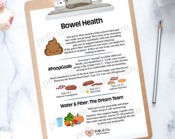 Bowel Health & Pelvic Floor Education and Tips (Digital Download, PDF/PNG)