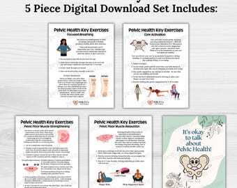 Pelvic Floor Key Exercise Guide: Core, Breathing, Strengthening, Relaxation (Digital Download, PDF/PNG)