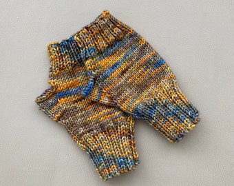 Hand and wrist warmers hand-knitted using high quality hand-dyed Australian merino wool