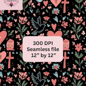 Christian Seamless Pattern: Dark Grain Texture, Cross & Religious Design (Digital Download)