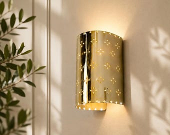 Modern Brass Wall Sconce, Luxury Up Down Wall Light, Polished Brass Cylinder Wall Lamp, Mid Century Bedroom Hallway Lighting Fixture