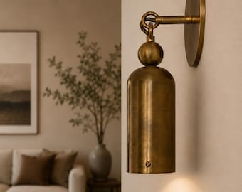 Modern Brass Wall Sconce, Mid Century Wall Light, Antique Brass Hallway Lamp, Entryway Lighting Fixture, Luxury Wall Lamp