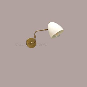 Mid-Century Modern Brass Wall Sconce | Adjustable Swing Arm Light | Handmade Minimalist Wall Lamp for Bedroom, Living Room, Reading Nook