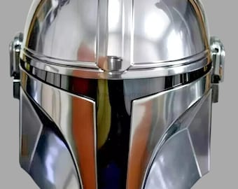 Mandalorian Helmet – Star Wars Cosplay Helmet Replica | 18 Gauge Steel Beskar Armor | Full-Size Collectible with Liner & Chin Strap