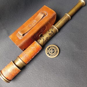 Handmade Antique Brass Pirate Telescope – Dollond London 1920 Spyglass–16” Functional Nautical Marine  Scope with Leather Case Vintage Decor