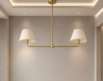 Mid Century Modern Brass Linear Chandelier, Stilnovo Pendant Light, Luxury Dining Room Ceiling Light, Kitchen Island Lighting