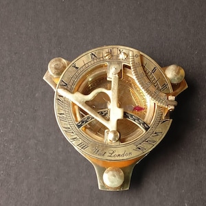Handmade Solid Brass Sundial Compass – Vintage Nautical Navigational Compass for Camping, Hiking & Travel Gifts