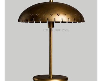 Mid Century Modern Mushroom Brass Lamp | Vintage Italian Stilnovo Style Table Lamp | Handmade Solid Brass Desk & Bedside Light