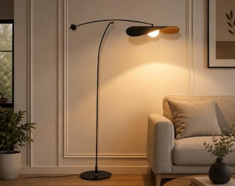 Mid Century Modern Floor Lamp, Sculptural Arc Floor Lamp, Adjustable Standing Light, Reading Lamp, Minimalist Living Room Lighting