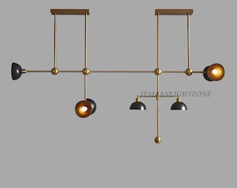Modern Brass Sputnik Chandelier - 7-Light Dome Shade Ceiling Light for Living Room & Dining, Mid Century Pendant Lighting