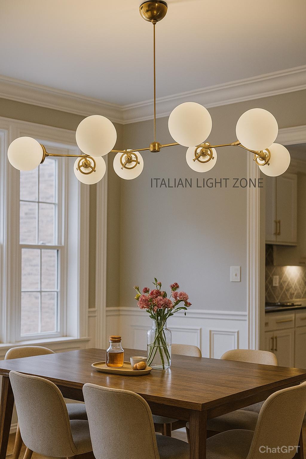 ミッドセンチュリーモダン 真鍮スプートニクシャンデリア | 8灯