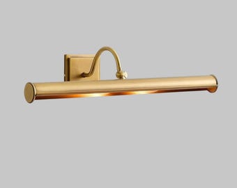 Vintage Brass Picture Light, Adjustable Wall Art Lamp, Antique Gallery Lighting, Mid Century Modern Painting Light Fixture