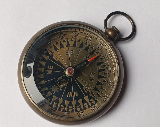 Vintage Brass Pocket Compass – Handmade Nautical Gift, Collectible Maritime Compass for Hikers, Travelers & Antique Lovers