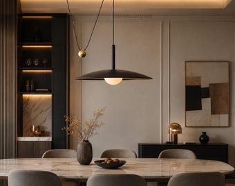 Modern Black Pendant Light Fixture for Kitchen Island, Nordic Dome Hanging Lamp, Luxury Dining Room Ceiling Chandelier Decor