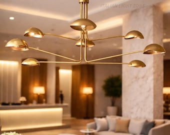 Mid Century Modern Chandelier Multi Arm Dome Pendant Light Fixture, Luxury Space Age Ceiling Lighting for Living Room Dining Area Home Décor