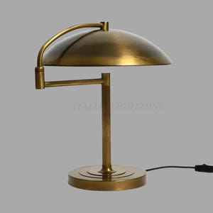1950s Beautiful large heavyMid Century Modern Brass Desk Lamp with swivel joint Vintage Modern Table Light Dome Shade Adjustable Office Lamp