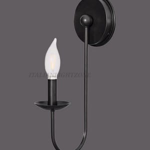 Halloween Single Wall Sconce – Black Candle Style Light | Gothic Spooky Decor | Vintage Flame Bulb Lamp for Haunted House or Hallway