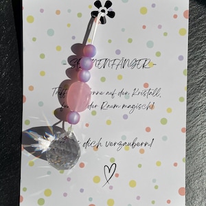 Fertiges Geschenk  Regenbogenpunkte zum Geburtstag • Sonnenfänger rosa mit Karte • besonderes Mitbringsel • Geschenkidee Freundin Kind Oma