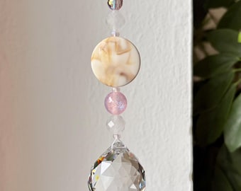 Atrapasueños beige, rosa y blanco • Atrapasueños • Atrapasueños para ventana • Idea de regalo de cumpleaños para mujeres • Regalo para una maestra • Regalo de Navidad
