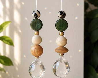 Sonnenfänger grün Gold Holz • Sun catcher • Sonnenfänger Fenster • Geschenkidee Geburtstag • Deko Anhänger Wohnbereich • Muttertagsgeschenk