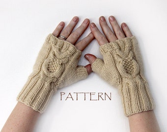 Pattern Knitted Owl Fingerless Mittens PDF