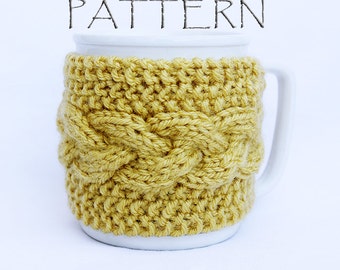 Schnittmuster gestrickter Zopf Cup Cozy