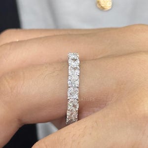 Cushion Cut Lab Grown Diamond Eternity Band | 14k Gold Wedding Ring