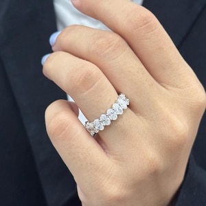Lab Grown Oval Eternity Band | Full Eternity Diamond Engagement Band | Lab Diamond Wedding Band | Oval Lab Grown Diamond Anniversary Band