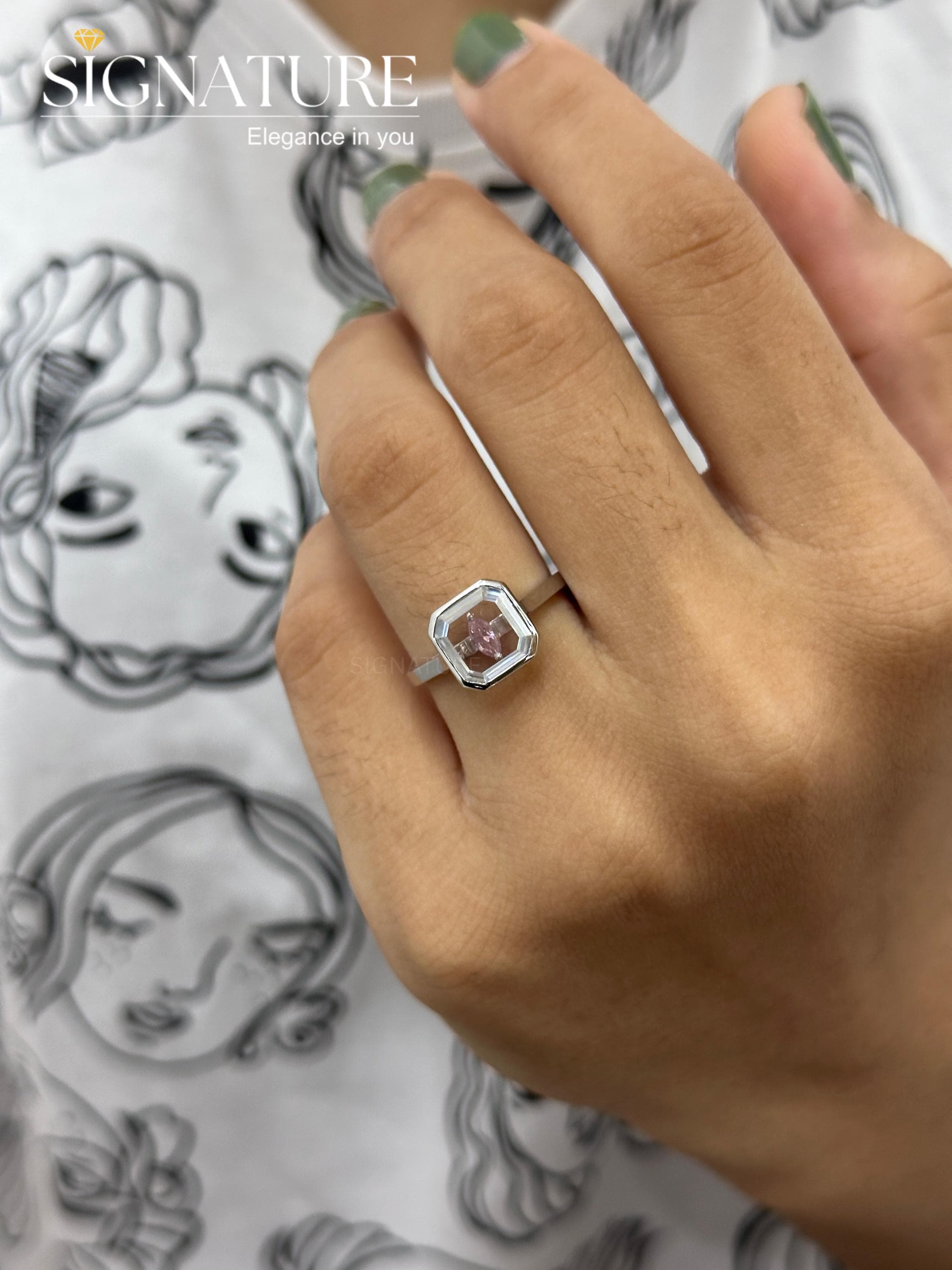 Portrait Cut Ring, Hidden Purple Marquise