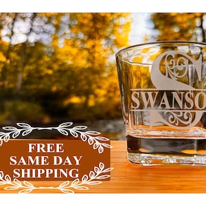 Personalized Engraved Whiskey Glass for Groomsmen - Etched Bourbon Glass - Wedding Party Gift - Best Man Gift - Custom Engraved Rocks Glass