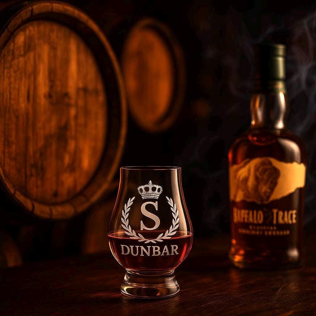 BOURBON GLASS WHISKEY Gift for Him – Personalized Bourbon Glasses for Groomsmen, Anniversary, Birthday, Wedding Gift – Etched Bourbon Glass