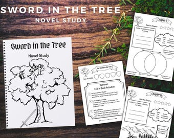 Étude de roman L'épée dans l'arbre | Unité de littérature pour l'école à la maison | Activités de chapitre imprimables et feuilles d'exercices de vocabulaire