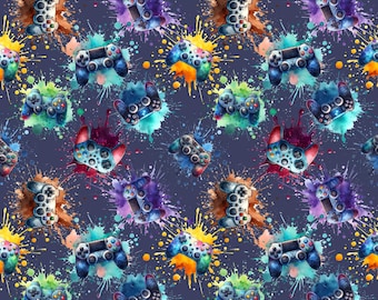Video Game Controller Fabric Gamepad Game Fabric Cartoon Fabric Anime Fabric 100% Cotton Fabric By The Half Yard