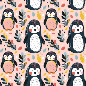 Penguin Fabric, Cute Penguin Fabric Cartoon Fabric Sheet fabric 100% Cotton Fabric By The Half Yard