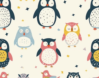 Bird fabric, Owl Fabric Cartoon Fabric Sheet fabric 100% Cotton Fabric By The Half Yard