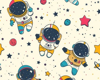Astronaut Fabric Space Astronaut Fabric,  Cartoon Fabric  100% Cotton Fabric By The Half Yard