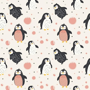Penguin Fabric Cute Penguin Fabric Cartoon Fabric Sheet fabric 100% Cotton Fabric By The Half Yard
